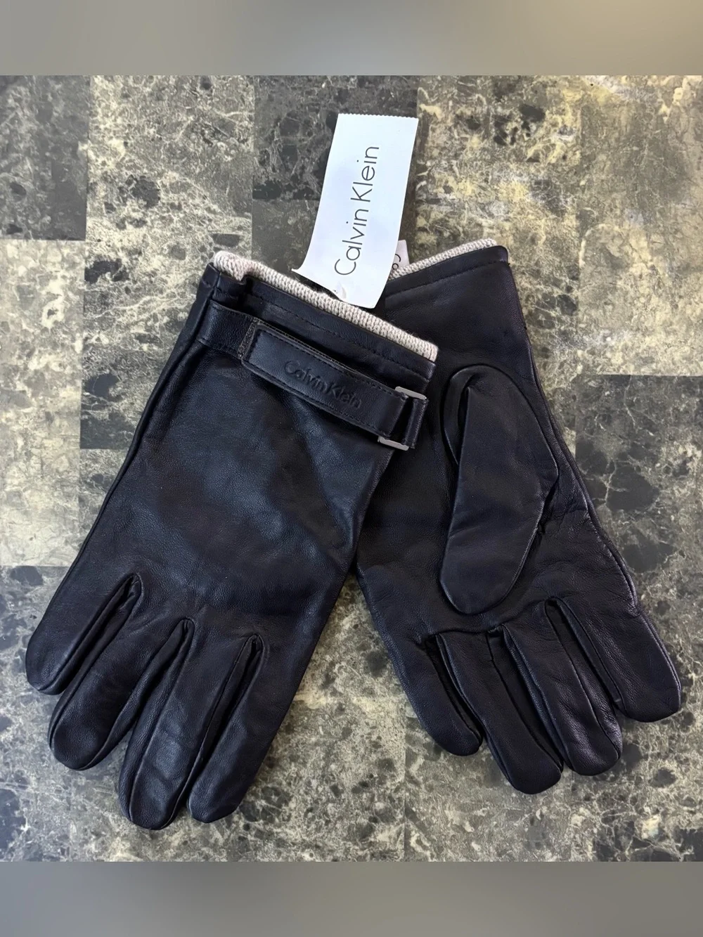 Genuine Leather Gloves Calvin Klein Dark Brown